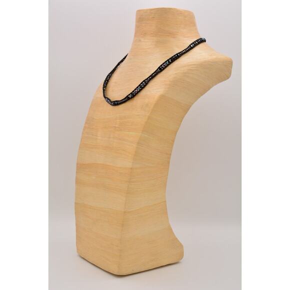 J Bloom Handmade Crystal Choker Necklace Wrap Black Chrome Beaded Signed Bin8 - Picture 3 of 12